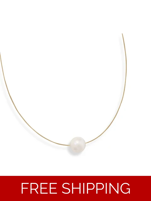 16" 24 Karat Gold Plated Necklace with Cultured Freshwater Pearl